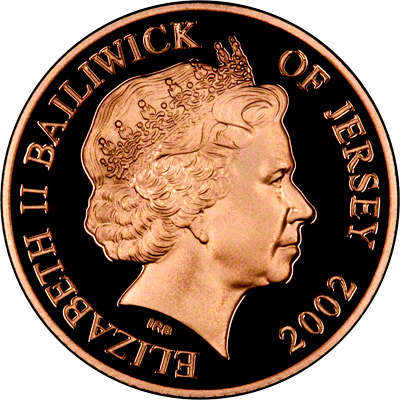 Obverse of 2002 Jersey Gold Proof Twenty Five Pound Coin