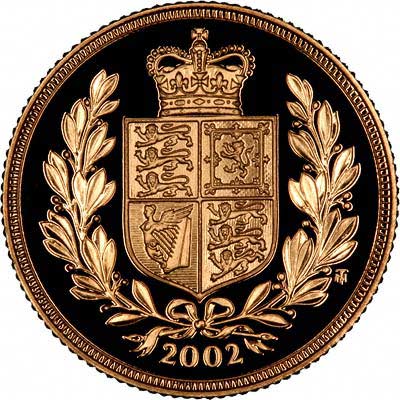 Reverse of 2002 Golden Jubilee Proof Gold Sovereign