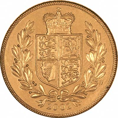 Shield Reverse on 2002 Golden Jubilee Uncirculated Sovereign