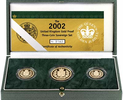 2002 British Gold 3 Coin Proof Set in Presentation Box