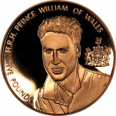 Prince William on Reverse of 2003 Alderney Five Pounds