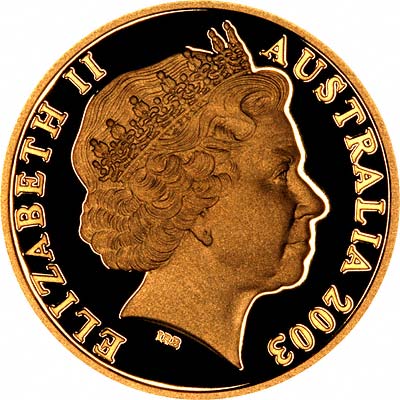 Obverse of 2003 Australian Gold Proof Golden Jubilee $100 Coin