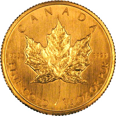 Reverse of 2003 Canadian Quarter Ounce Gold Maple Leaf 