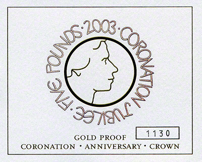 2003 Gold Proof £5 Crown Certificate of Authencity- 'God Save The Queen'
