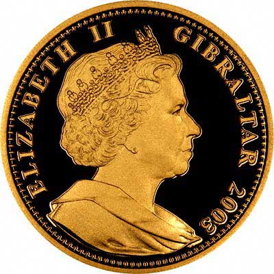 Obverse of 2003 Gibraltar One Ounce Gold Royal Coin