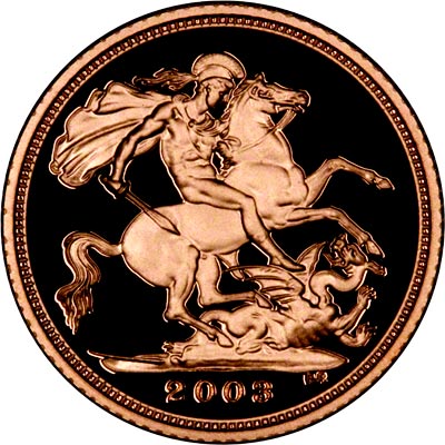 Reverse on the 2003 Proof Half Sovereign