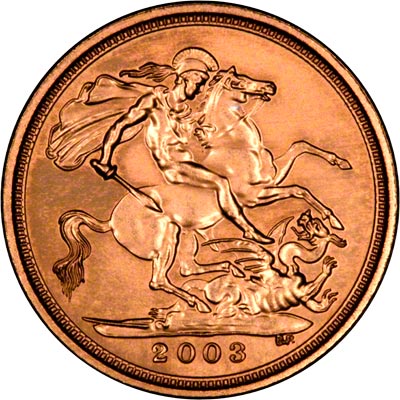 Reverse on the 2003 Uncirculated Half Sovereign