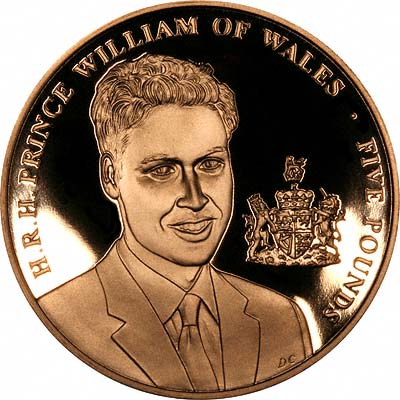 Reverse of 2003 £5 Prince Willliam Of Wales