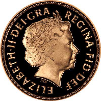 Obverse of 2003 Gold Proof Sovereign