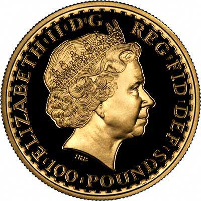 Obverse of One Ounce Proof Britannia - One Hundred Pounds