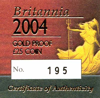 2004 1/4oz Britannia Certificate