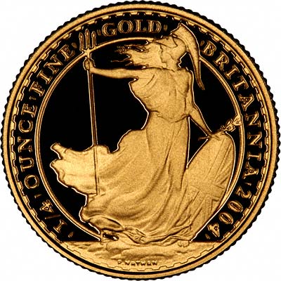 Reverse of 2004 Quarter Ounce Gold Britannia Proof