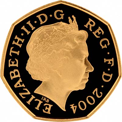 Obverse of 2004 Fifty Pence Gold Proof