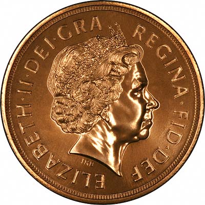 Obverse of 2000 BU Gold 5 Quintuple Sovereign