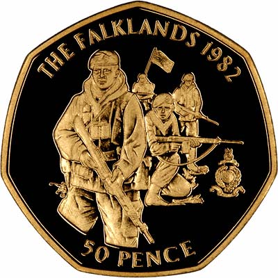 Reverse of 2004 Gibraltar The Falkland Islands Gold Proof Fifty Pence