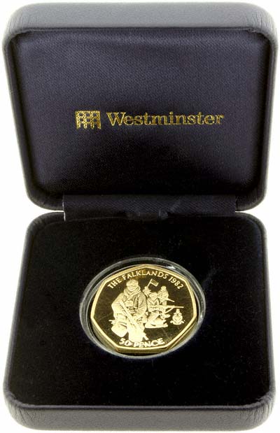 2004 Gibraltar The Falkland Islands Gold Proof Fifty Pence in Presentation Box