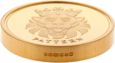 Hallmarks on side of 2004 Gold Pattern Proof Pound Coin
