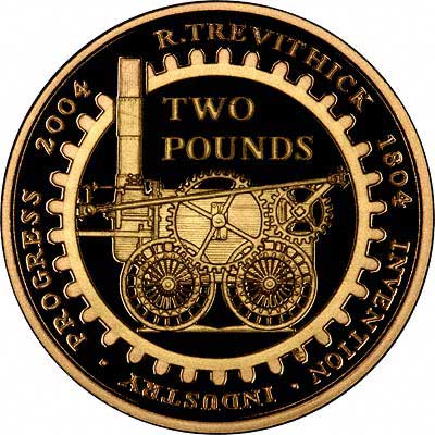 Reverse of Steam Engine Commemorative Two Pound Coin