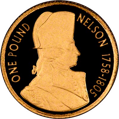 Reverse of 2005 Alderney Lord Nelson Gold Proof One Pound Coin