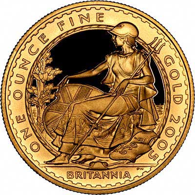 Reverse of 2005 Gold Proof One Ounce Britannia