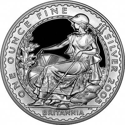 Reverse of 2005 One Ounce Silver Proof Britannia