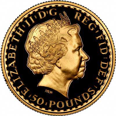 Obverse of 2005 Half Ounce Gold Proof Britannia