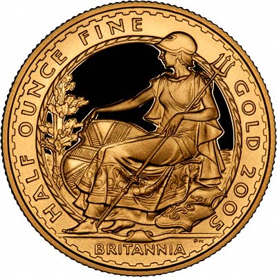 Reverse of 2005 Half Ounce Gold Britannia Proof £50 Coin
