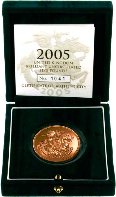 2005 Brilliant Uncirculated Five Pound Gold Coin in Presentation Box