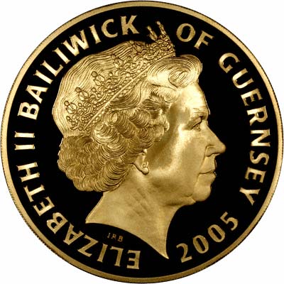 Obverse of 2005 Guernsey Gold Proof £10