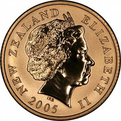 Obverse of 2005 New Zealand 10 Dollar Gold Coin