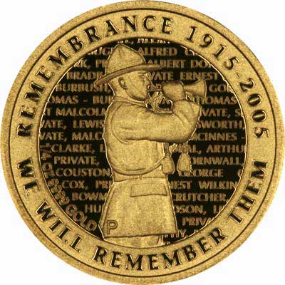 Reverse of 2005 ANZAC Commemorative$10 Gold