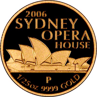 Reverse of 2006 Sydney Opera House $5 Gold Proof Coin