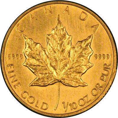 Reverse of 2006 Canadian Tenth Ounce Gold Maple Leaf
