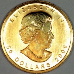 Obverse of 2006 Canadian One Ounce Gold Maple Leaf
