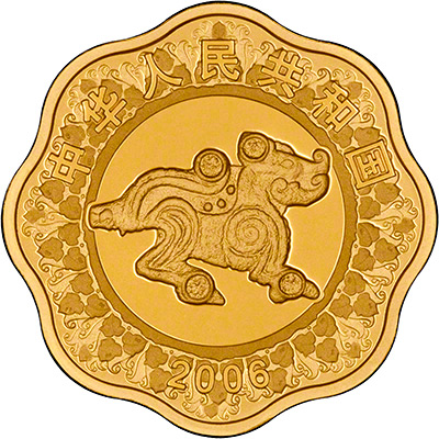 Obverse Design of a 2006 Year of the Dog Half Ounce Gold Proof Coin