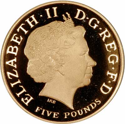 Obverse of the 2006 Proof Five Pounds Gold Coin