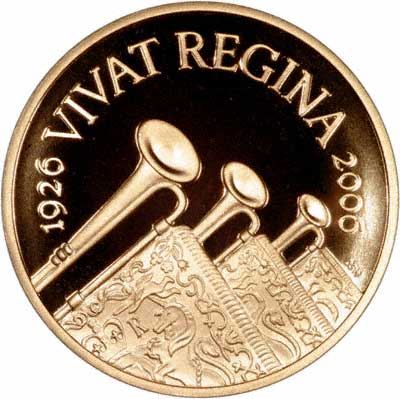 Reverse of 2006 Proof Five Pounds Gold Queen's 80th Birthday Crown