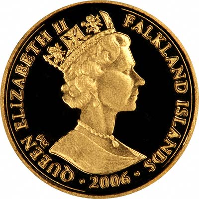 Obverse of 2006 Falklands Gold Proof Quarter Crown
