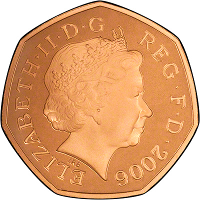 Obverse of 2006 Victoria Cross Fifty Pence Gold Proof