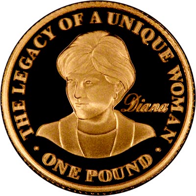 Reverse of 2007 Alderney Princess Diana Gold Proof One Pound Coin