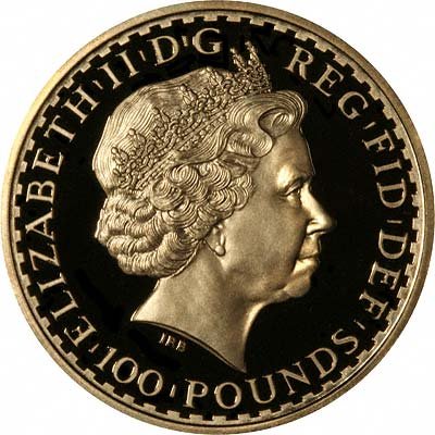 Obverse of 2007 Britannia Gold Proof One Ounce Coin