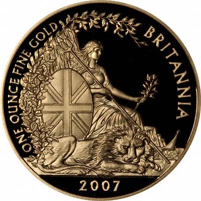 Reverse of 2007 Britannia £100 Gold Proof