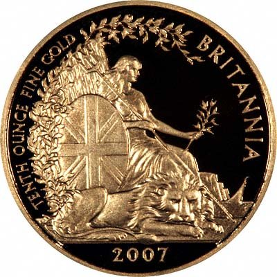 Reverse of 2007 Tenth Ounce Gold Britannia Proof