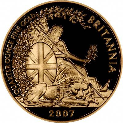 Reverse of 2007 Quarter Ounce Gold Proof Britannia