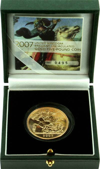 2007 Brilliant Uncirculated Five Pounds Gold Coin in Box