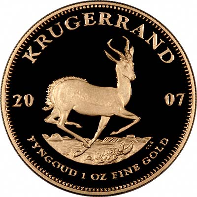 Reverse of 2007 South African 1oz Proof Krugerrand
