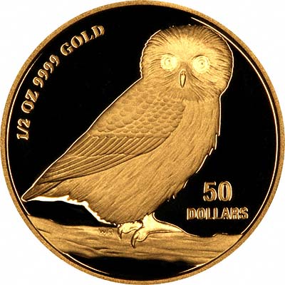 Reverse of 2007 Tuvalu Half Ounce Gold Owl