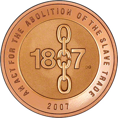 Reverse of 2007 Abolition of Slave Trade Gold Proof Two Pound Coin