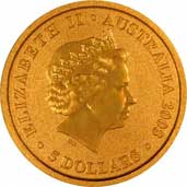 Reverse Design of a Year 2000 Australian Twentieth Ounce Gold Kangaroo Nugget Coin