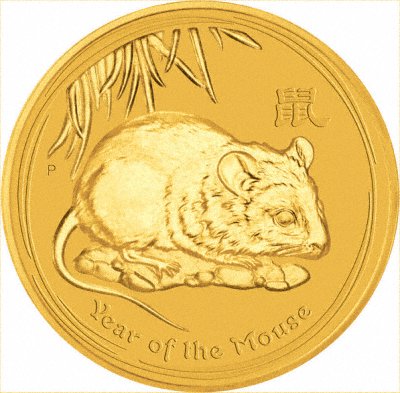 2008 One Ounce Gold Rat or Mouse Coin